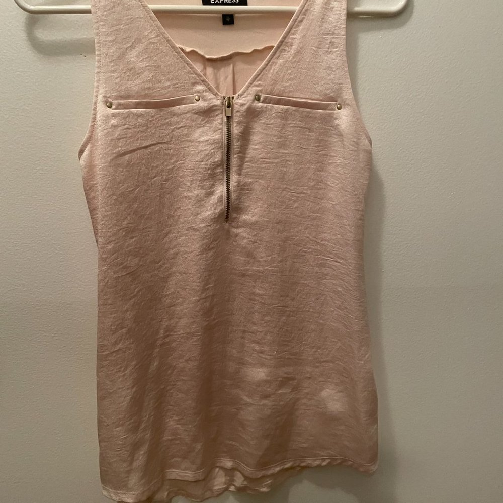 Express Light Pink/Cream Sleeveless Blouse